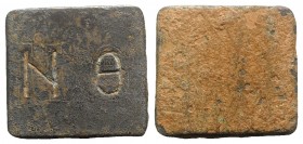 Byzantine Æ 9 Nomismata Commercial Weight, 5th-7th centuries AD (26mm, 40.51g). N Θ engraved. R/ Blank. Good VF