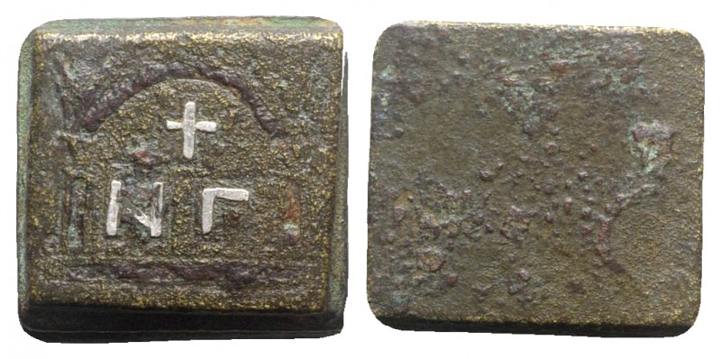 Byzantine Æ Half Ounce Square Commercial Weight, 5th-7th centuries AD (18x19mm, ...