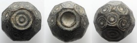 Byzantine Æ Polygonal Weight, c. 6th-8th century (15x19mm, 29.36g). Anepegraphic, decorated with a pattern of concentric circles. Green patina