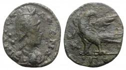 Ostrogoths, Theoderic (493-526). Æ 40 Nummi (25mm, 9.22g, 12h). Rome. Helmeted and draped bust of Roma r. R/ Eagle standing l. on ground line, head r....
