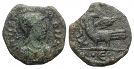 Ostrogoths, Theoderic (493-526). Æ 40 Nummi (26mm, 8.79g, 1h). Rome. Helmeted and draped bust of Roma r. R/ Eagle standing l. on ground line, head r.,...