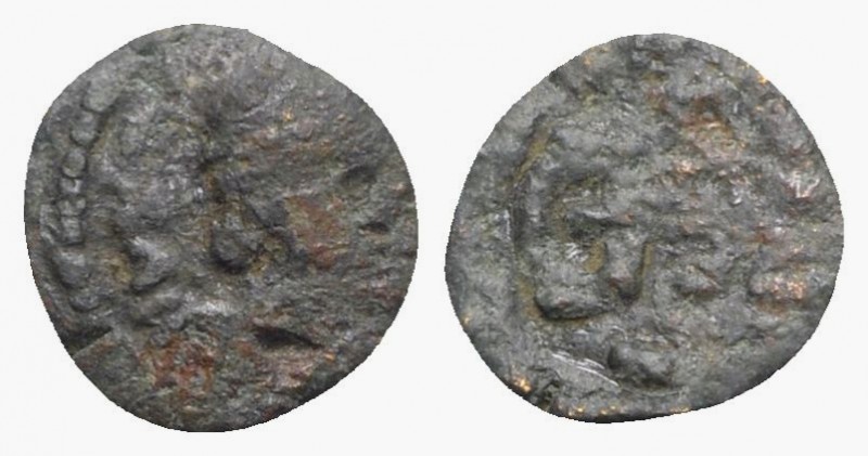 Ostrogoths, Theodahad ? (534-536). Æ (9.5mm, 0.63g). Rome. Diademed, draped and ...