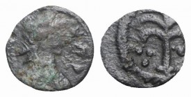 Vandals, Pseudo-Imperial coinage, c. 440-490. Æ (8mm, 0.63g, 3h). Diademed bust r. R/ Palm tree. BMC Vandals 68-72. VF