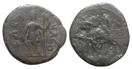 Vandals, Municipal coinage of Carthage, c. 480-533. Æ 42 Nummi (25mm, 12.63g, 9h), c. 523-3. Soldier standing facing, holding spear. R/ Head of horse ...