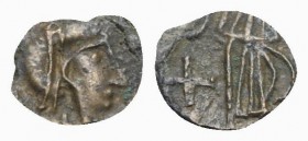 Vandals, under Gaiseric or Huneric, c. 5th- 6th century. Æ (7mm, 0.30g). Diademed, draped and cuirassed bust r. R/ Victory standing l.; cross in l. fi...