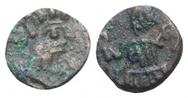 Vandals, Thrasamund (496-523). Æ Nummus (8mm, 1.05g, 3h). Carthage. Diademed, draped and cuirassed bust r. R/ Victory standing l., holding wreath and ...
