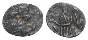 Vandals, Thrasamund (496-523). Æ Nummus (8mm, 0.34g, 6h). Carthage. Diademed, draped and cuirassed bust r. R/ Victory standing l., holding wreath and ...