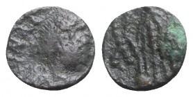 Vandals, Thrasamund (496-523). Æ Nummus (7mm, 0.72g). Carthage. Diademed, draped and cuirassed bust r. R/ Victory standing l., holding wreath and palm...