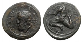 Sicily, Syracuse, c. 339/8-334 BC. Fake Æ Hexas (19mm, 6.11g). Laureate head of Zeus Eleutherios l.; star behind. R/ Triskeles. Fro prototype: cf. CNS...