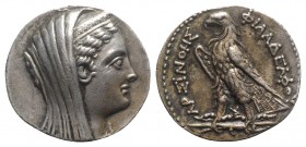 Ptolemaic Kings of Egypt, Arsinoe II (Wife of Ptolemy II, died 270 BC). Fake Tetradrachm (27mm, 14.13g, 12h). Veiled head r. R/ Eagle standing l. on t...