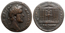 Antoninus Pius (138-161). Ionia, Ephesus. Fake Æ (34mm, 35.16g, 6h). Laureate head r. R/ Cult statue of Artemis of Ephesus within octastyle temple. Fo...