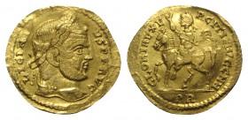 Licinius I (308-324). Fake AV Solidus (18.5mm, 5.22g, 12h). Rome. Laureate head r. R/ Emperor on horseback l., raising r. hand; PR. Modern fake for st...