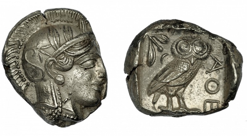 ÁTICA. Atenas. Tetradracma (454-450 a.C.). A/ Cabeza de Atenea a der. R/ Lechuza...