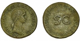 AGRIPINA LA MAYOR. Sestercio. Roma (50-54 d.C.). A/ Busto de Agripina a der.; AGRIPPINA M F GERMANICI CAESARIS. R/ SC, alrededor TI CLAVDIVS CAESAR AV...