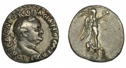 VESPASIANO. Hemidracma. Cesarea (Capadocia). A/ Cabeza laureada a der. R/ Nike avanzando a der. con corona y palma. AR 1,80 g. 14,3 mm. RPC-II, 1659. ...