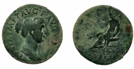JULIA TITI. As. Roma (80-81). R/ Vesta sentada a izq. con paladio y cetro. Ae 8,80 g. 27 mm. RIC-398. Pátina verde. BC/MC.