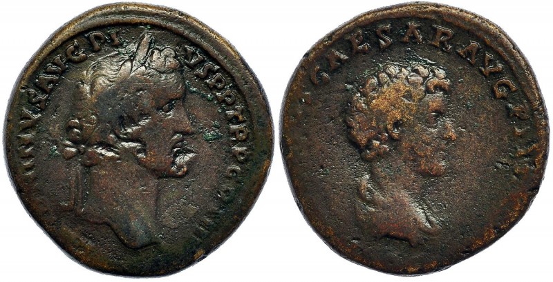 ANTONINO PÍO Y MARCO AURELIO. Sestercio. Roma (140-144). A/ Cabeza laureada a de...