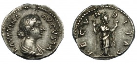 FAUSTINA LA MENOR. Denario. Roma (161-175). R/ Fecunditas con cetro y niño; FECVNDITAS. AR 3,18 g. 18,2 mm. RIC-677. MBC.