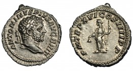 CARACALLA. Denario. Roma (213). R/ Libertas a izq. con vara y pileus; P M TR P XVI COS III P P. AR 2,93 g. 18,8 mm. RIC-209a. EBC-.