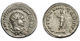 CARACALLA. Antoniniano. Roma (215). R/ Serapis con cetro; P M TR P XVIII COS IIII P P. AR 5,40 g. 23,9 mm. RIC-263C. MBC+/MBC.