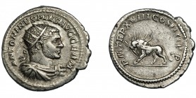 CARACALLA. Antoniniano. Roma (215). R/ León radiado a izq. con rayos en sus fauces; P M TR P XVIIII COS IIII P P. AR 5,02 g. 23,9 mm. RIC-273D. MBC.