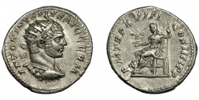 CARACALLA. Antoniniano. Roma (215). R/ Júpiter sentado a izq. con victoria, cetro y águila; P M TR P XVIII COS IIII P P. AR 4,63 g. 22,2 mm. RIC-277A....