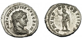 CARACALLA. Antoniniano. Roma (217). R/ Sol a izq. con látigo; P M TR P XX COS IIII P P. AR 5,11 g. 23,4 mm. RIC-293F. EBC/EBC-.