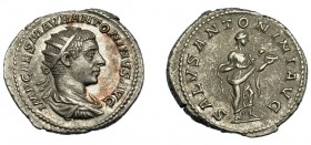 HELIOGÁBALO. Antoniniano. Roma (218-222). R/ Salus a der. alimentando serpiente en sus brazos; SALVS ANTONINI AVG. VE 4,95 g. 22,7 mm. RIC-138f. EBC/M...