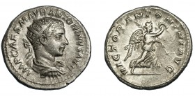 HELIOGÁBALO. Antoniniano. Roma (218-222). R/ Victoria avanzando a der. con corona y palma; VICTOR ANTONINI AVG. VE 1,20 g. 22,6 mm. RIC-155e. MBC+/MBC...