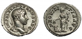 ALEJANDRO SEVERO. Denario. Roma (231-235). R/ Providentia a izq. con espigas y cornucopia, delante modio; PROVIDENTIA AVG. AR 2,90 g. 20,5 mm. RIC-250...