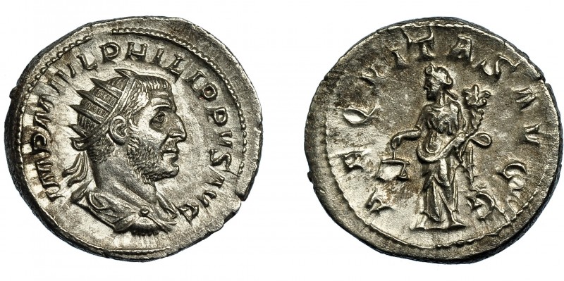FILIPO I. Antoniniano. Roma (244-249). R/ Aequitas a izq. con balanza y cornucop...