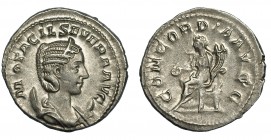 OTACILIA SEVERA. Antoniniano. Roma (246-248). R/ Concordia sentada a der. con pátera y cornucopia; CONCORDIA AVGG. AR 3,83 g. 22,3 mm. RIC-126. EBC-.