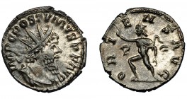 PÓSTUMO. Antoniniano. Colonia (260-269). R/ Sol avanzando a izq.; ORIENS AVG, en campo P. VE 3,25 g. 18 mm. RIC-316. R.P.O. EBC-/MBC+.