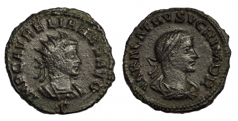 AURELIANO Y VABALATO. Antoniniano. Antioquía (270-275). A/ Busto radiado de Aure...