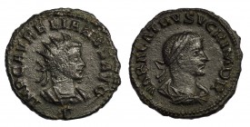 AURELIANO Y VABALATO. Antoniniano. Antioquía (270-275). A/ Busto radiado de Aureliano. R/ busto laureado de Vabalato. VE 3,10 g. 20'1 mm. RIC-381. MBC...