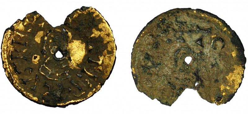 WITERICO. Tremissis. Toleto. Falsa de época. S. VII. AE dorado. 0,68 g. 18,2 mm....