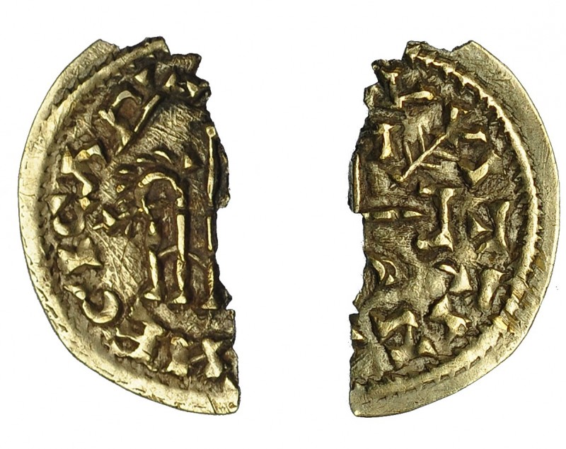 ÉGICA Y WITIZA. Tremissis. Mentesa. AU 0,61 g. 16,7 mm. Fragmento del 40%. CNV-5...