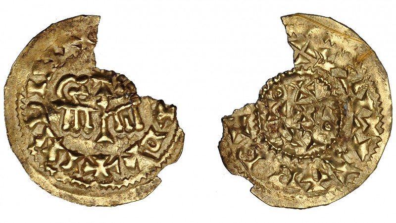 ÉGICA Y WITIZA. Tremissis. Toleto. AU 1,05 g. 19,07 mm. Falta fragmento de un 25...