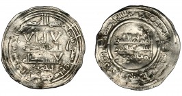CALIFATO. Abd al-Rahman III. Dirham. Madinat al-Zahra. 347 H. AR 2,60 g. 23 mm. V-441. Alabeada. MBC.