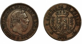 CARLOS VII. 5 céntimos. 1875. Bruselas. Rev. girado 180º. VII-116.1. MBC.