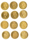 ALFONSO XII. Colección de 25 pesetas: 1876, 1877, 1878 DEM, 1878 EMM, 1879 y 1880. Total 6 piezas. EBC/EBC+.