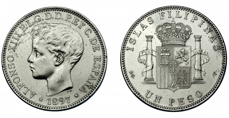 ALFONSO XIII. Peso 1897. Manila. SGV. VII-192. Leves oxidaciones limpiadas. MBC+...