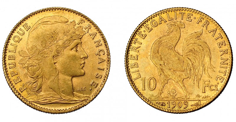 FRANCIA. 10 francos. 1909. KM-846. EBC-.