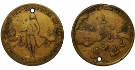 GRAN BRETAÑA. Medalla. Vernon. 1741. Toma de Cartagena. AE 37,5 mm. Agujero. BC+.