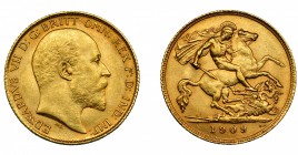 GRAN BRETAÑA. Eduardo VII. 1/2 soberano. 1909. KM-804. EBC-.