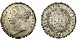 INDIA BRITÁNICA. Victoria. Rupia. 1840. KM-457. MBC+.