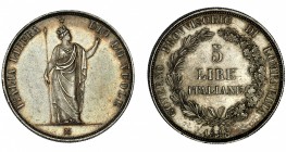 ESTADOS ITALIANOS. GOBIERNO PROVISIONAL. 5 liras. 1848. M (Milán). KM-22.3. EBC.