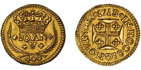 PORTUGAL. Juan V. 400 reis. 1718. KM-201. BC-.