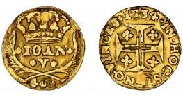 PORTUGAL. Juan V. 400 reis. 1734. KM-201. Agujero tapado. MBC/MBC-.