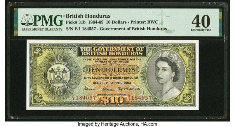 British Honduras Government of British Honduras 10 Dollars 1.4.1964 Pick 31b PMG...